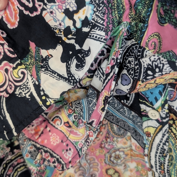 Lauren Ralph Lauren Handkerchief Patchwork Bright Button Up Shirt 1X Lightweight - Picture 4 of 8